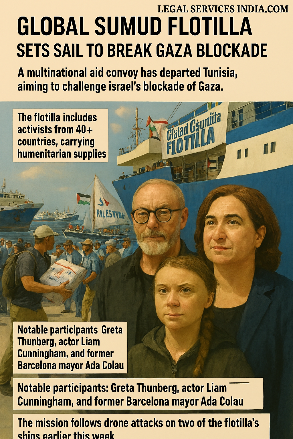 Sumud Flotilla Sets Sail to Break Gaza Blockade